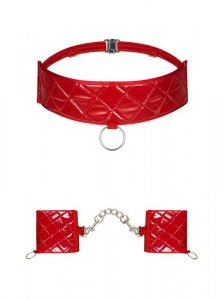Kajdanki i choker Hunteria czerwone