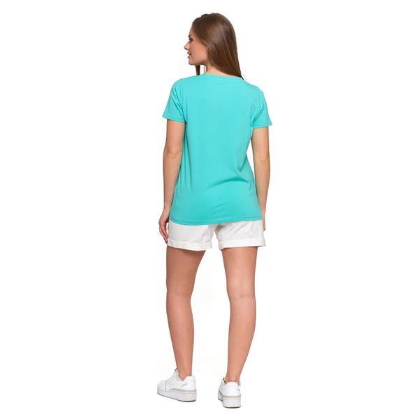 T-SHIRT DAMSKI BAWEŁNIANY KLASYCZNY Z NAPISEM BD1500-019