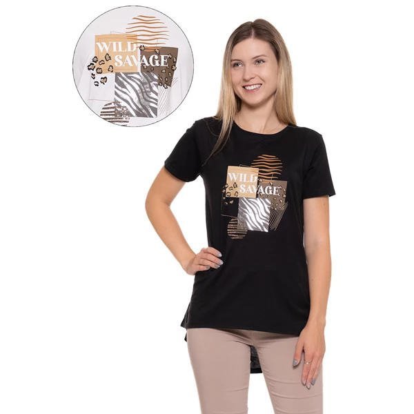 T-SHIRT DAMSKI Z PRINTEM BD2500-029