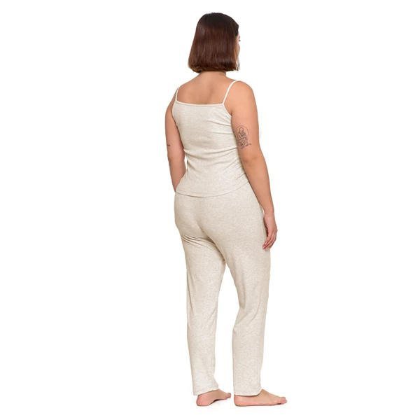 PIŻAMA DAMSKA NA RAMIĄCZKACH PRĄŻKOWANA DZIANINA PLUS SIZE PDD4400-011 S/S 2025