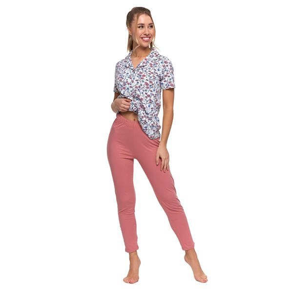 PIŻAMA DAMSKA ROZPINANA KRÓTKI RĘKAW PLUS SIZE PDD5400-006