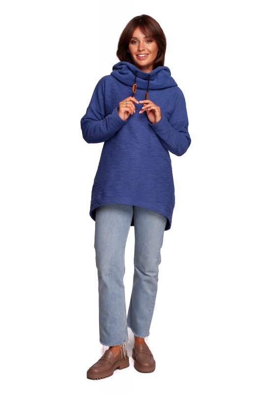 BeWear B249 Bluza z kominem i kapturem - indygo