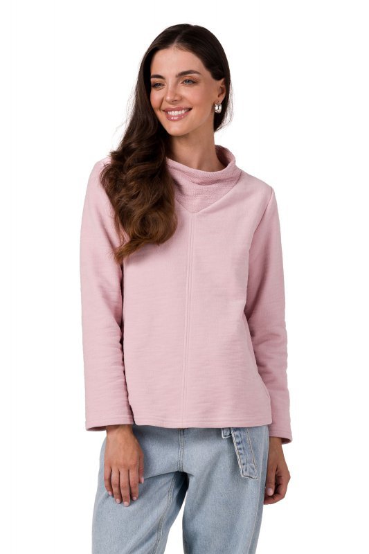 BeWear B268 Bluza z wysokim kołnierzem - pudrowa