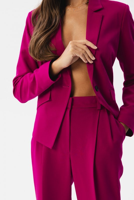 Stylove S356 Spodnie z wysokim stanem - śliwkowe