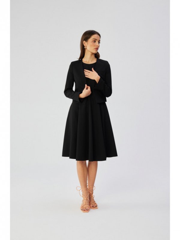 Stylove S368 Krótka marynarka bez zapięcia - czarna