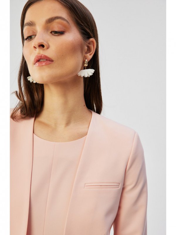 Stylove S368 Krótka marynarka bez zapięcia - pudrowa
