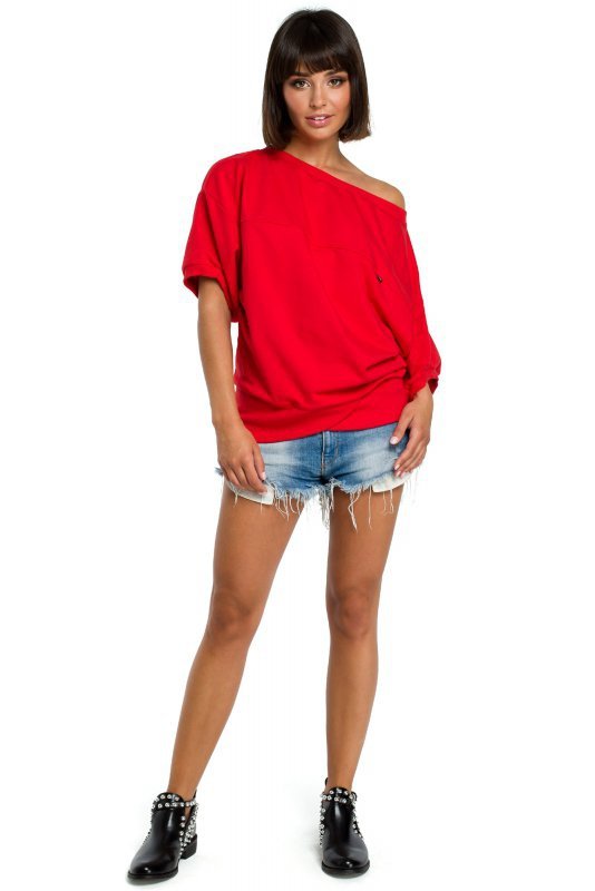 BeWear B079 Bluza z kimonowymi rękawami czerwona