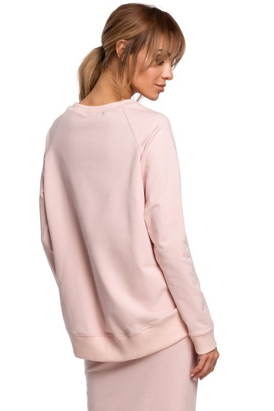 Moe M492 Bluza z klamerkami i lampasami na przodzie - cukierkowo różowa