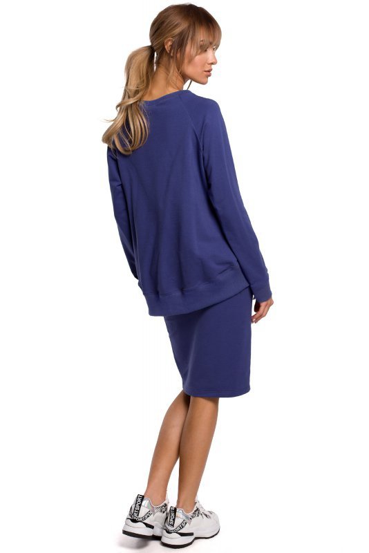 Moe M492 Bluza z klamerkami i lampasami na przodzie - indygo