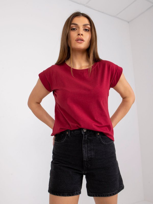 T-shirt-RV-TS-4833.91P-bordowy rozmiar - XS