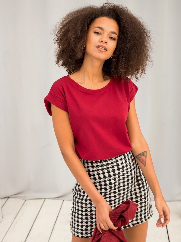 T-shirt-RV-TS-4833.91P-bordowy rozmiar - XS