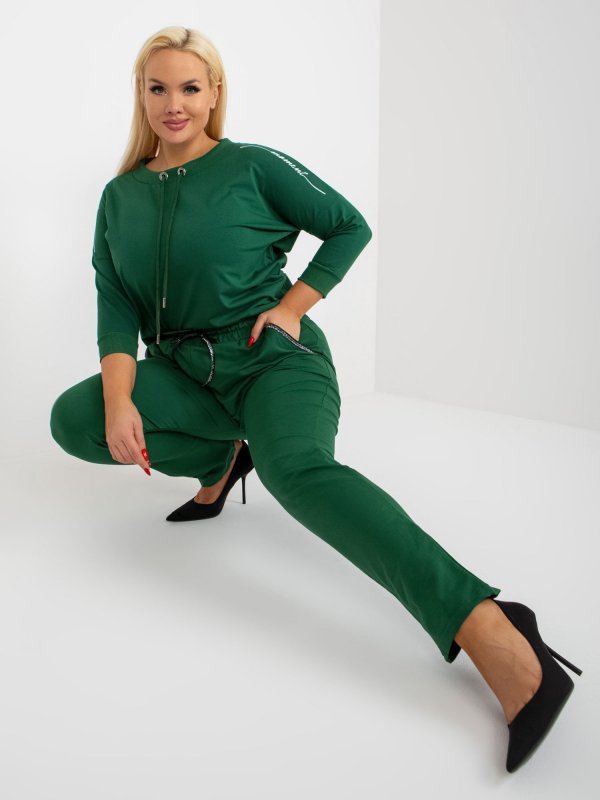 Spodnie dresowe-RV-DR-4765.52-ciemny zielony rozmiar - 3XL