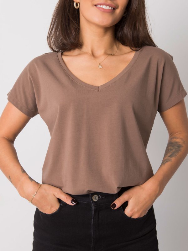 T-shirt-RV-TS-4832.11P-brązowy rozmiar - S