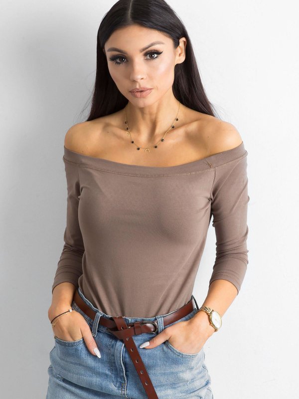 Bluzka-RV-BZ-4692.99-brązowy rozmiar - XL