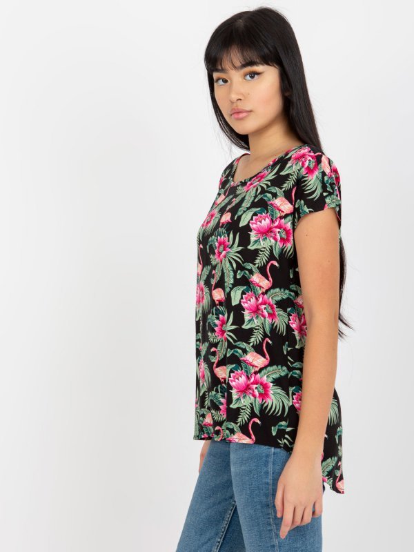 Bluzka-D73771R10978P-czarno-zielony rozmiar - S