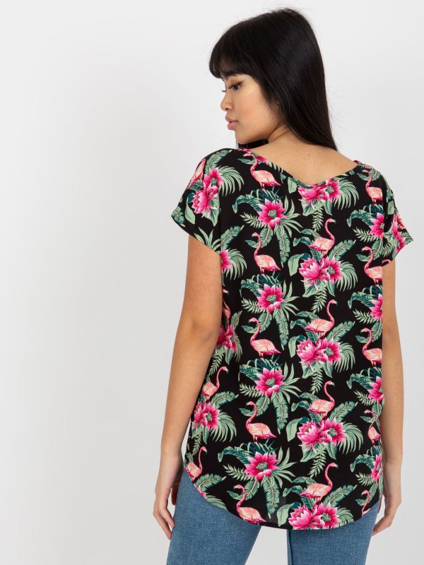 Bluzka-D73771R10978P-czarno-zielony rozmiar - XL