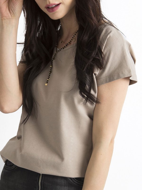T-shirt-RV-BZ-4622.69-ciemny bezowy rozmiar - XS