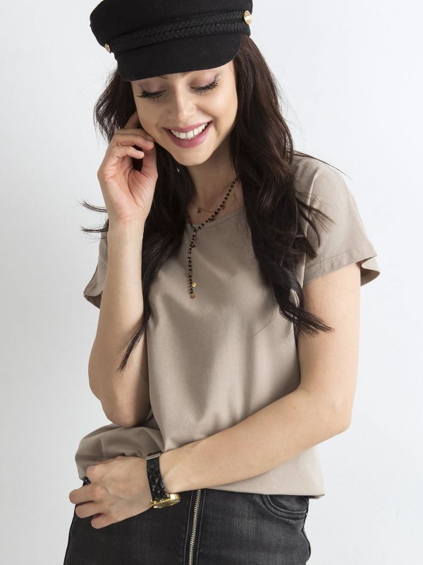 T-shirt-RV-BZ-4622.69-ciemny bezowy rozmiar - S