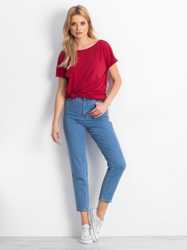 T-shirt-RV-TS-4662.04X-bordowy rozmiar - M