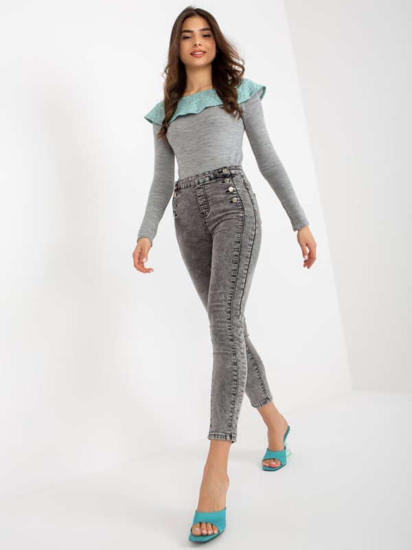 Spodnie jeans-NM-SP-M516.38P-ciemny szary rozmiar - XS