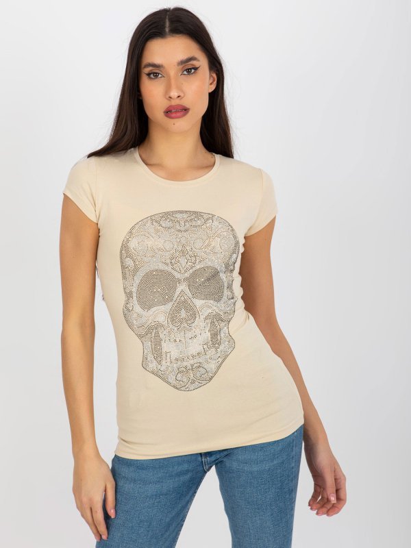 T-shirt-EM-TS-HS-21-532.22P-beżowy rozmiar - S