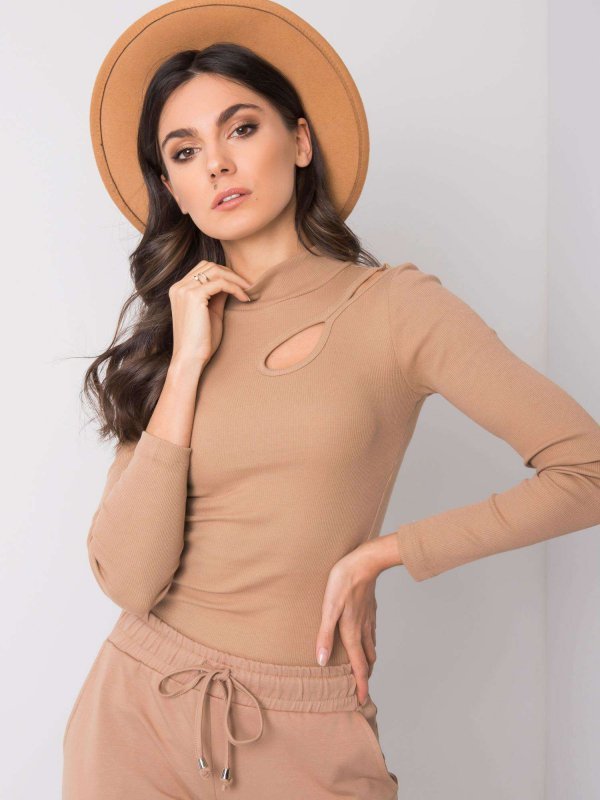 Bluzka-RV-BZ-6097.64-camelowy rozmiar - S