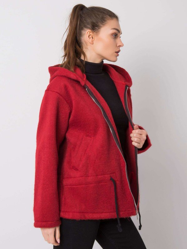 Płaszcz-MI-PL-24512.00X-bordowy rozmiar - ONE SIZE