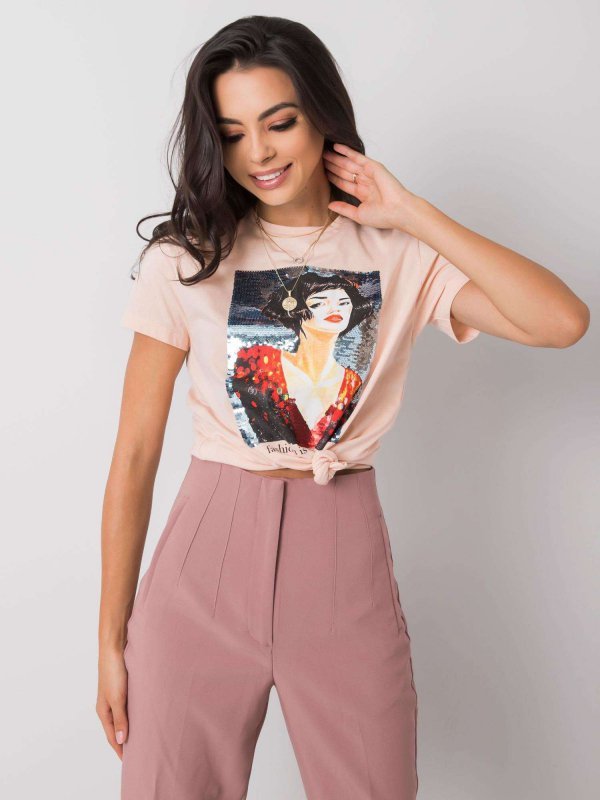 T-shirt-PM-TS-SS21TX04.31-łososiowy rozmiar - L