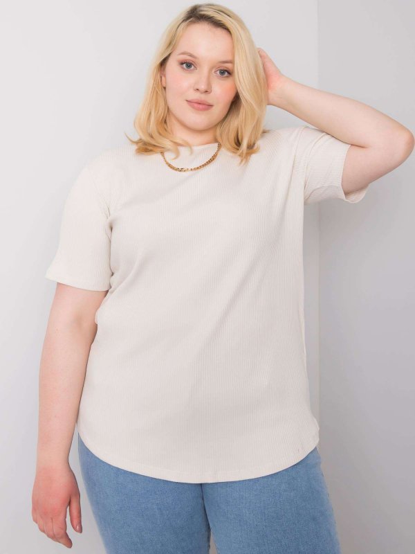 Bluzka-RV-BZ-6323.92-jasny beżowy rozmiar - 2XL
