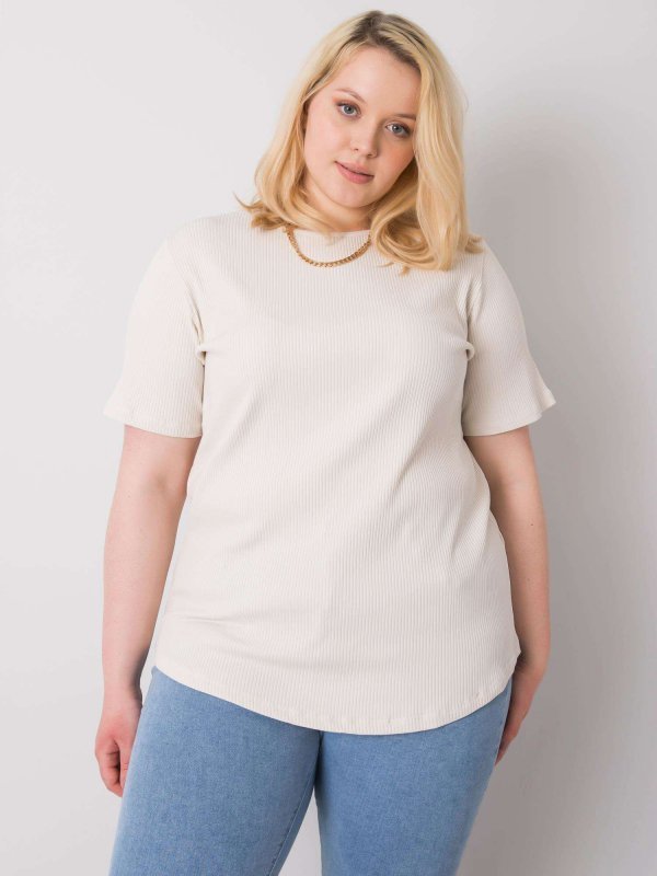 Bluzka-RV-BZ-6323.92-jasny beżowy rozmiar - 2XL