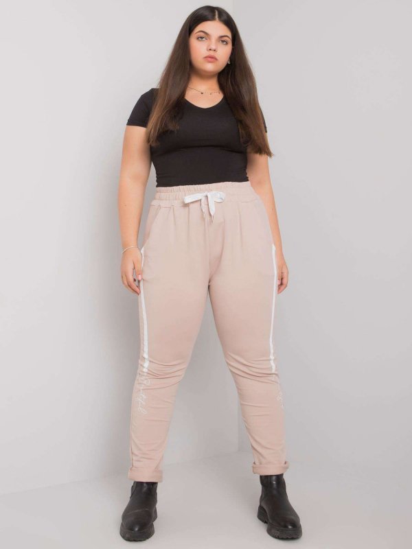 Spodnie dresowe-RV-DR-6876.82P-beżowy rozmiar - 3XL