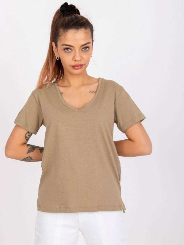 T-shirt-TW-TS-1002.28X-ciemny bezowy rozmiar - S