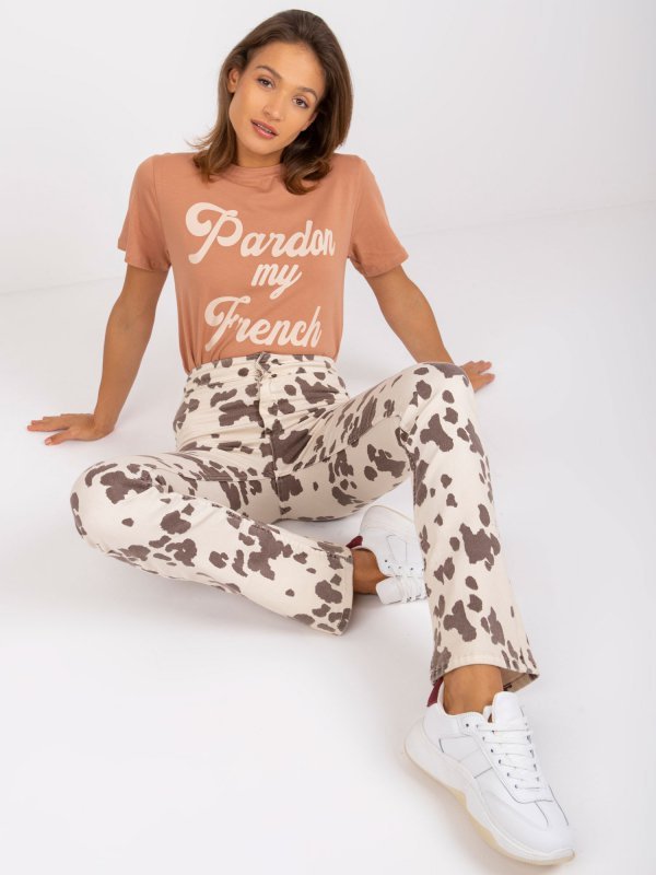 T-shirt-FA-TS-7677.91P-camelowy rozmiar - ONE SIZE