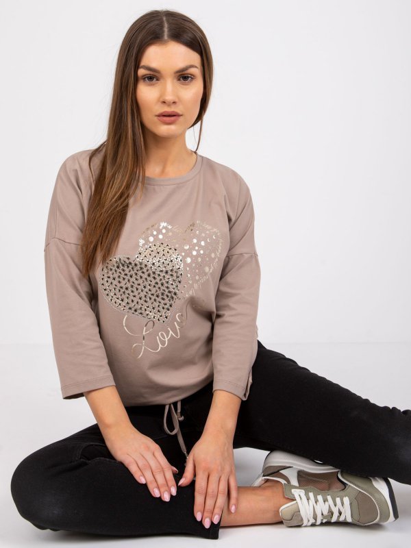 Bluzka-RV-BZ-7545.42P-ciemny bezowy rozmiar - L/XL