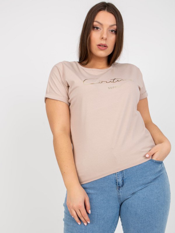 T-shirt-RV-TS-7775.66P-beżowy rozmiar - ONE SIZE
