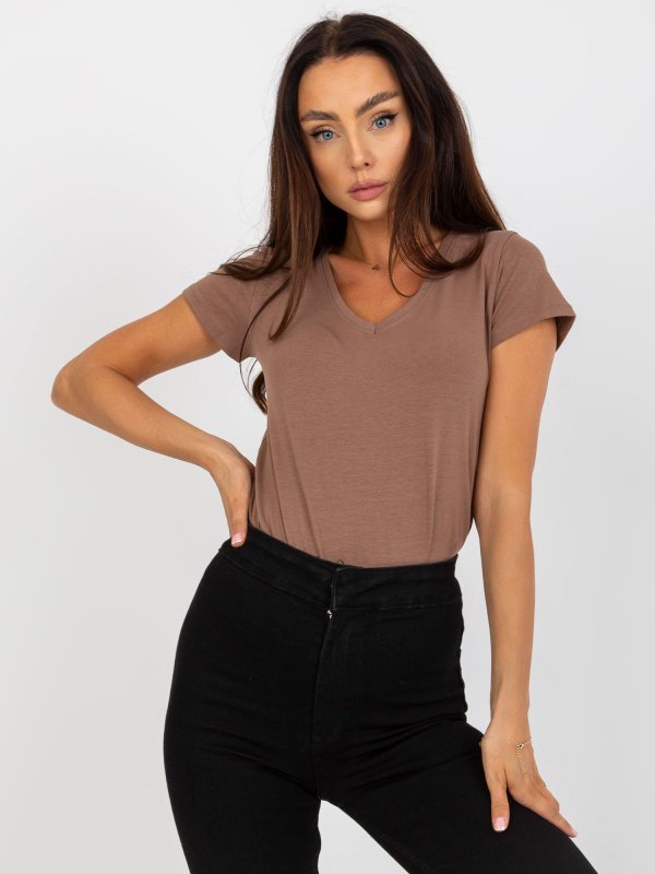 T-shirt-B-012.83P-brązowy rozmiar - XS