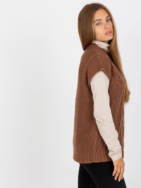 Kamizelka-D90027W90785B2-brązowy rozmiar - M/L