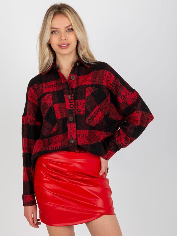 Koszula-DN-KS-3990.95P-czarno-czerwony rozmiar - L