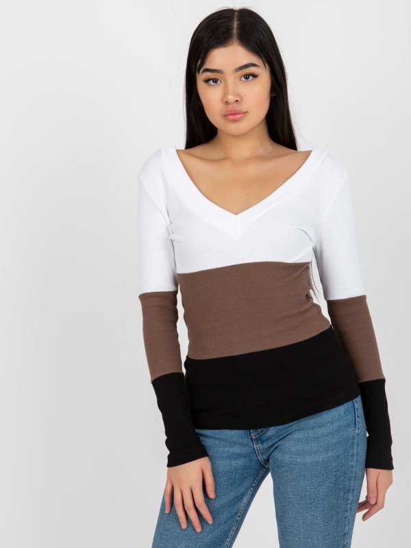 Bluzka-RV-BZ-8429.35X-biało-czarny rozmiar - L/XL