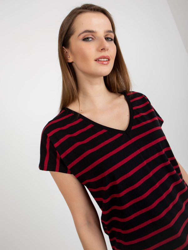 T-shirt-RV-TS-8567.26-czarno-czerwony rozmiar - S