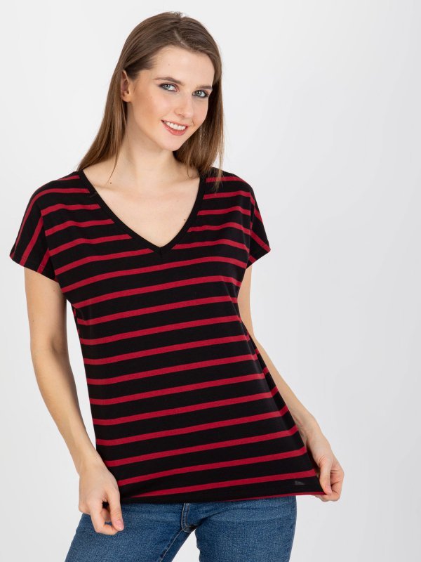 T-shirt-RV-TS-8567.26-czarno-czerwony rozmiar - M