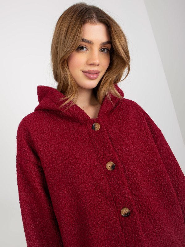 Płaszcz-RV-PL-8449.98P-bordowy rozmiar - S/M