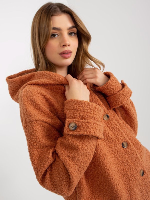 Płaszcz-RV-PL-8449.98P-ciemny pomarańczowy rozmiar - L/XL