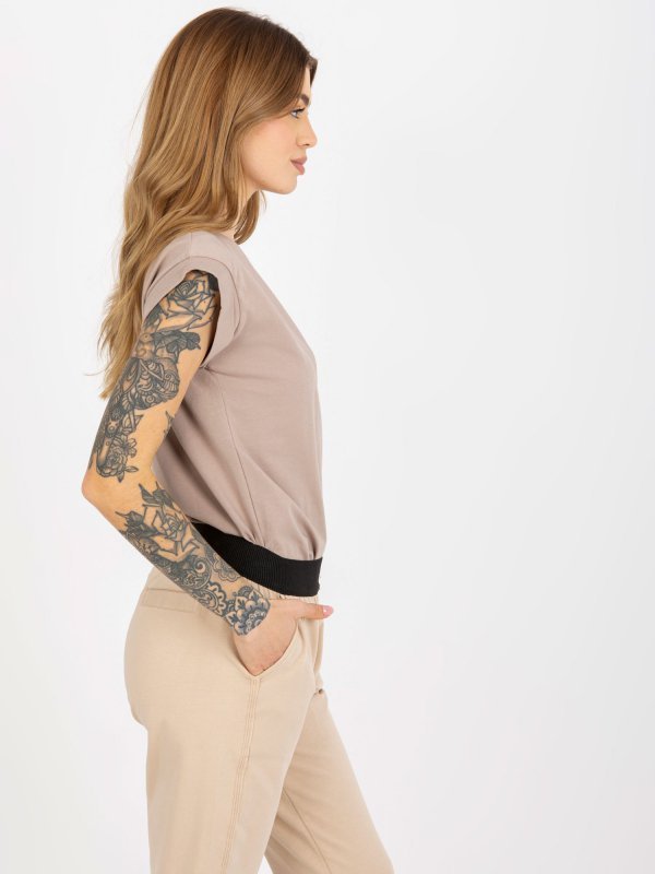 T-shirt-RV-TS-4833.22X-ciemny bezowy rozmiar - S