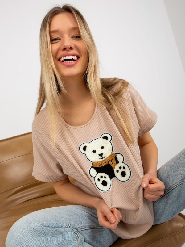 Bluzka-LK-BZ-509251.26X-beżowy rozmiar - ONE SIZE