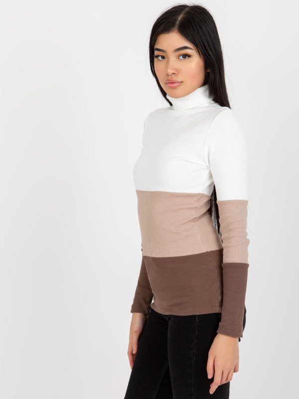 Bluzka-RV-BZ-8465.36X-biało-brązowy rozmiar - L/XL