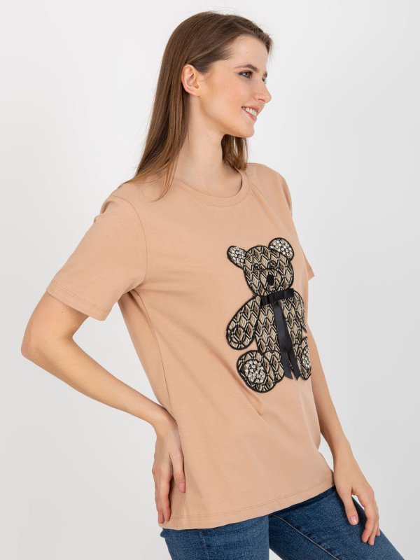 T-shirt-FA-TS-8443.84P-camelowy rozmiar - ONE SIZE