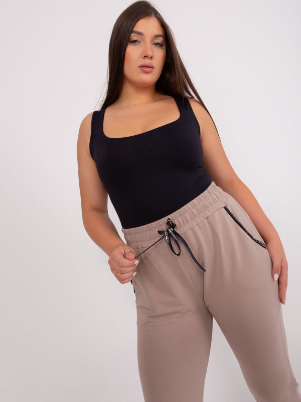 Spodnie dresowe-RV-DR-4765.52-beżowy rozmiar - 3 XL