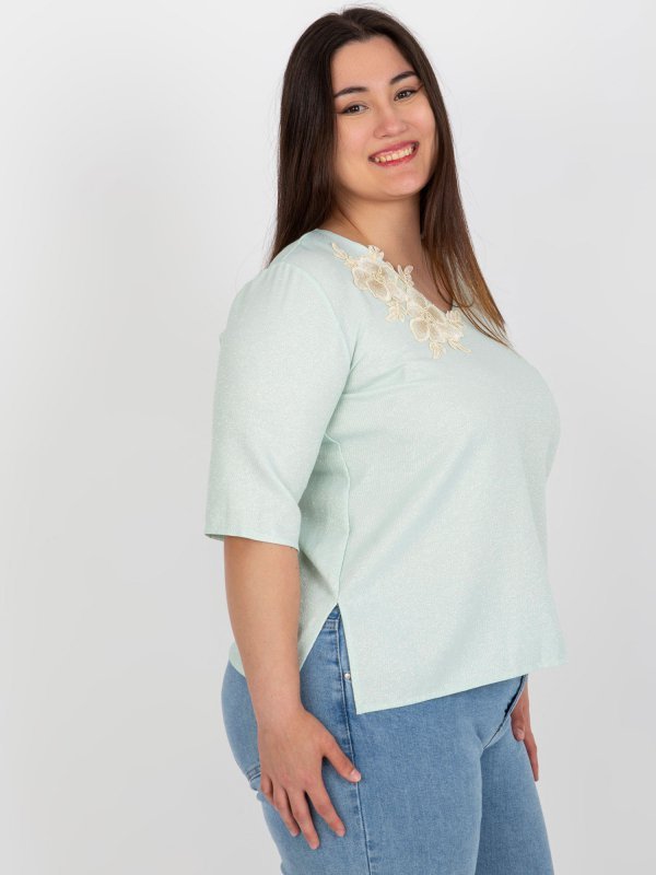 Bluzka-LK-BZ-506692.32-mietowy rozmiar - 46
