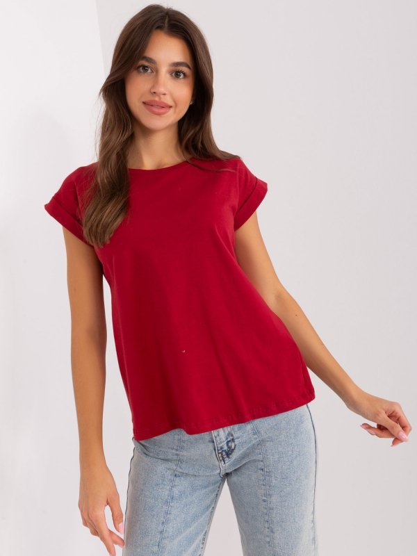 T-shirt-RV-TS-4833.00X-bordowy rozmiar - L